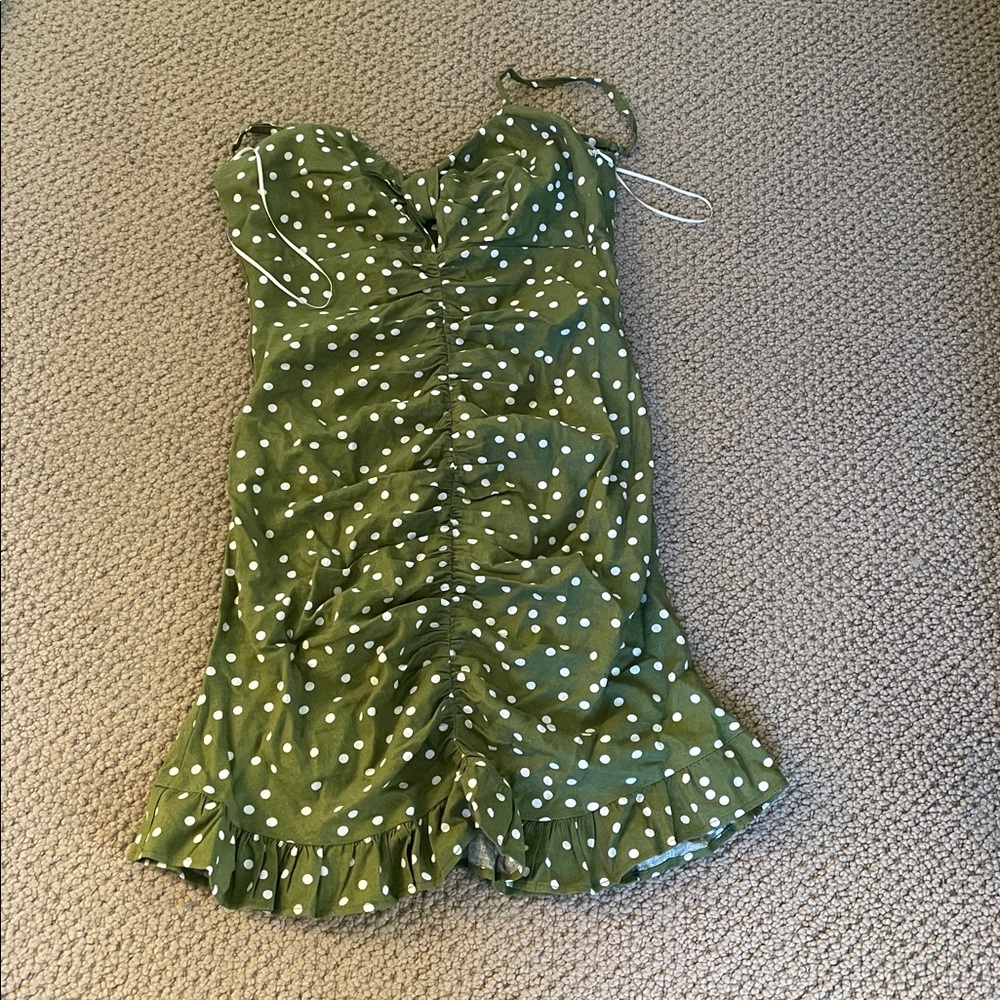 Zara Poka Dot Mini Dress 💚🤍
